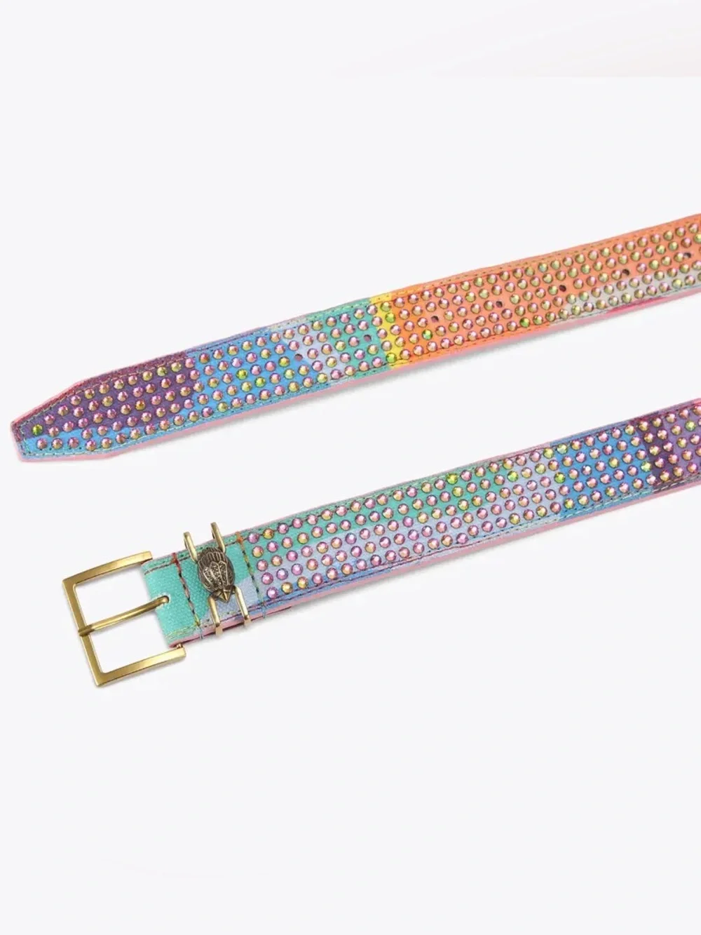Kurt Geiger Shoreditch Belt - Swirl Rainbow Rhinestone Covered - S/M